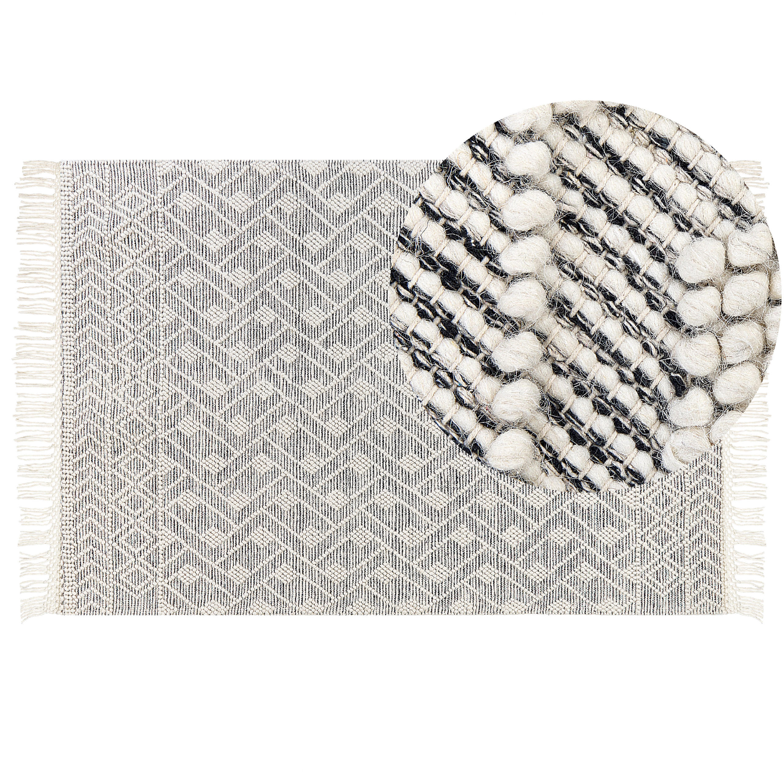 KURZFLOR-TEPPICH Kavak 230/160 cm - Schwarz, Textil (160/230cm) - Beliani