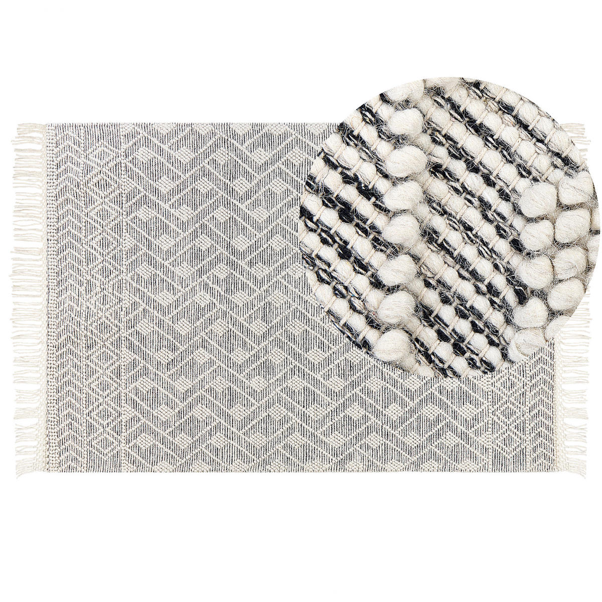 KURZFLOR-TEPPICH Kavak 230/160 cm - Schwarz, Textil (160/230cm) - Beliani