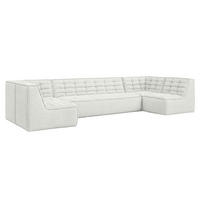 ECKSOFA Modulares U-Form, Plüschstoff Pop, Ice, LAZY U Medium - Weiß, Holz (386/76/173cm) - Kaiser Möbel