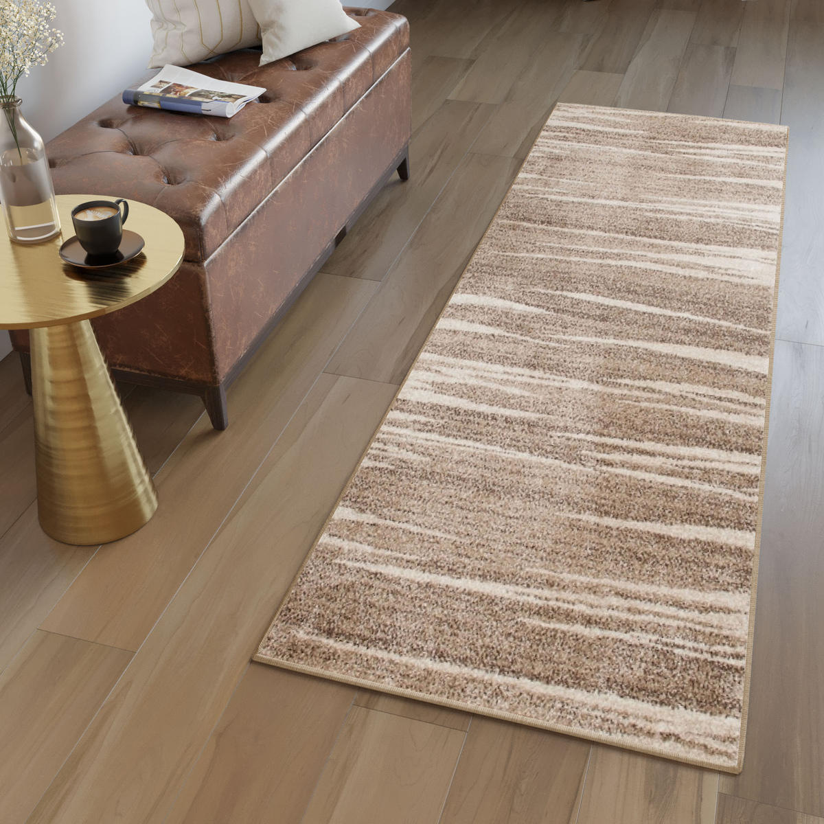 LÄUFER SARI Taupe 100/1300 cm - Taupe, Textil (100/1300cm) - Tapiso
