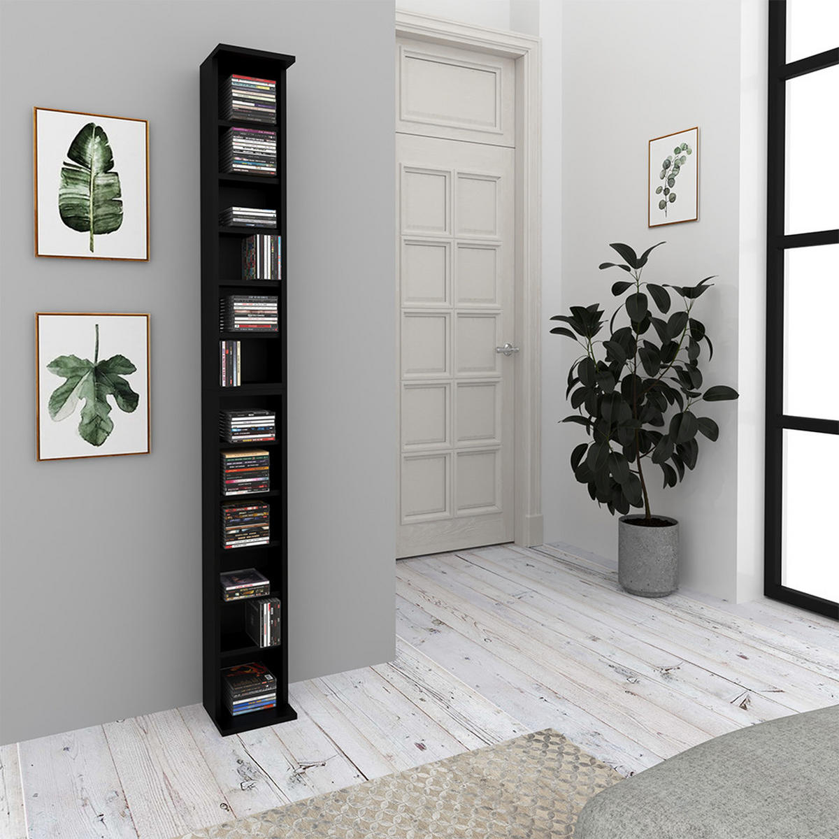 CD-REGAL Schwarz 21 x 183.6 cm Groß - Schwarz, Holzwerkstoff (21/183.6/20cm) - Vicco