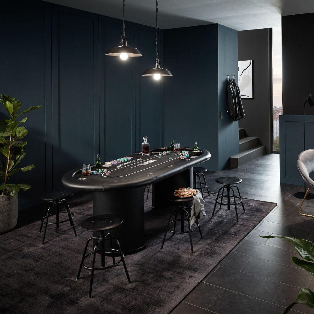 POKERTISCH FULL HOUSE - Schwarz, Holzwerkstoff (106/215cm) - Home Deluxe