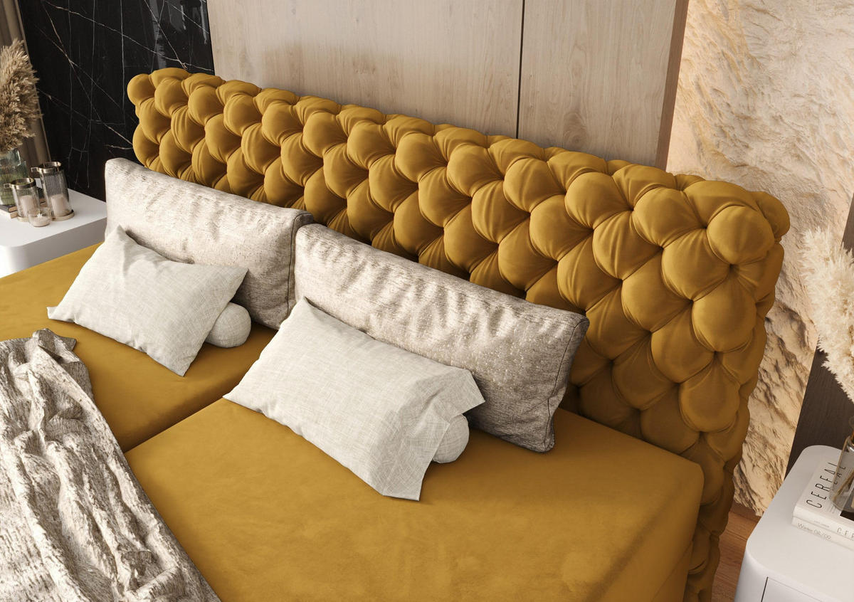 BOXBETT Figo IV Senf 180x200 cm - Currygelb, Textil (180/200cm) - B&B Home