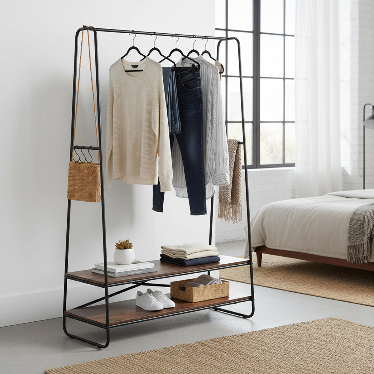 KLEIDERSTÄNDER - Multicolor, Holzwerkstoff/Metall (100/160/45cm) - Relaxdays