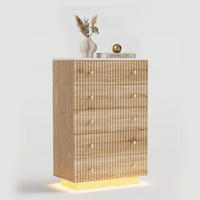 KOMMODE 5 Schubladen, Holz natur, LED, leise Schubladen, Metallführungen, Anti-Kipp - Naturfarben, Holz (73/111/40cm) - EuroLiving
