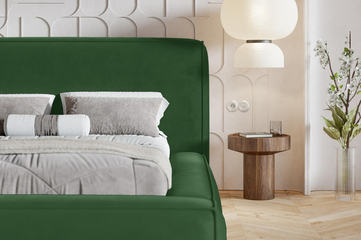 POLSTERBETT 160x200 Karano, Dicker Schaum, Bettkasten, Samt, Grün - Grün, Holz/Textil (160/200cm) - Emporius