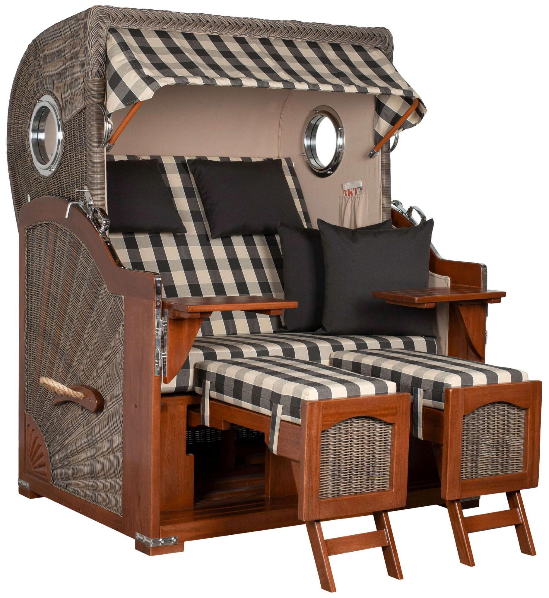 STRANDKORB 2-Sitzer Düne Mahagoni 505 - Anthrazit/Braun, Holz (125/170/80cm) - Mr. Deko