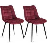 ESSZIMMERSTUHL 2er Set, Samt, Metallbeine, Bordeaux - Bordeaux/Schwarz, Textil/Metall (46/85.5/40.5cm) - Woltu