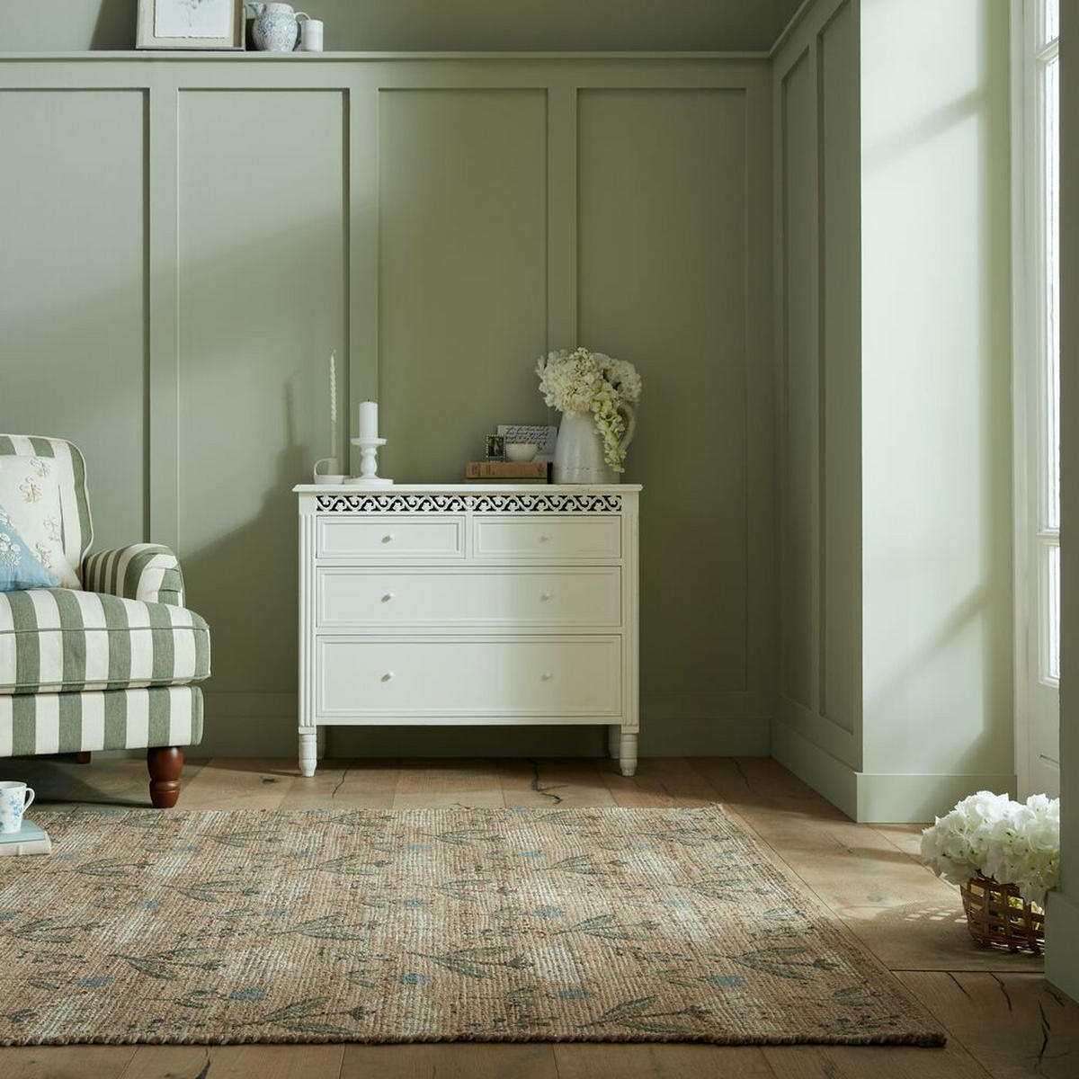 TEPPICH Jute Floral-Design, handgewebt JED, Naturfarben 80x150 cm - Naturfarben, Textil (80/150cm) - KADIMA DESIGN