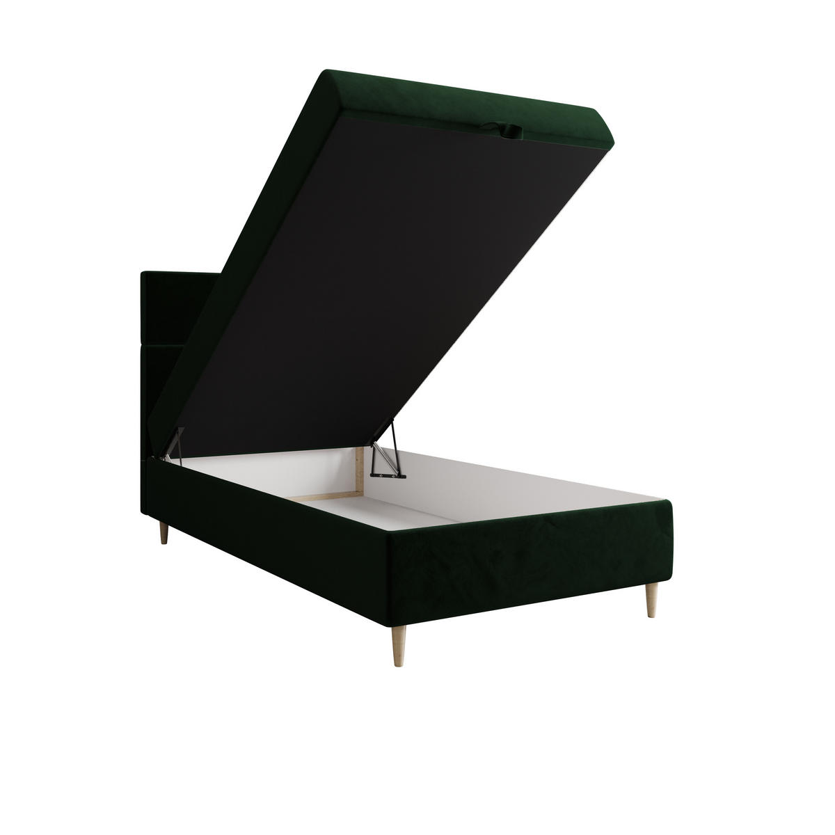 BOXBETT FLO 120x200 Itaka 10, mit Matratze H3, Bonell und Topper, Dunkelgrün - Dunkelgrün, Holz/Textil (120/200cm) - Bedante