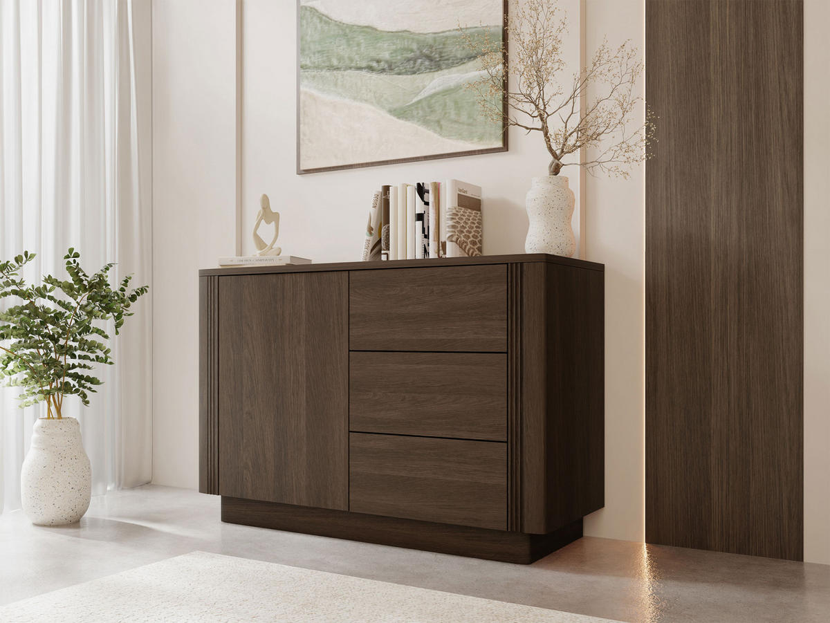 KOMBIKOMMODE Netari 1D3SZ - Dunkelbraun, Holzwerkstoff (100/69/40cm) - MIRJAN24