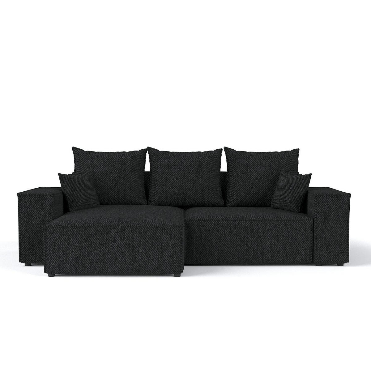 ECKSOFA SENSO mit Schlaffunktion Schwarz im Neve Stoff - Schwarz, Holz/Holzwerkstoff (255/148cm) - AltaBeds