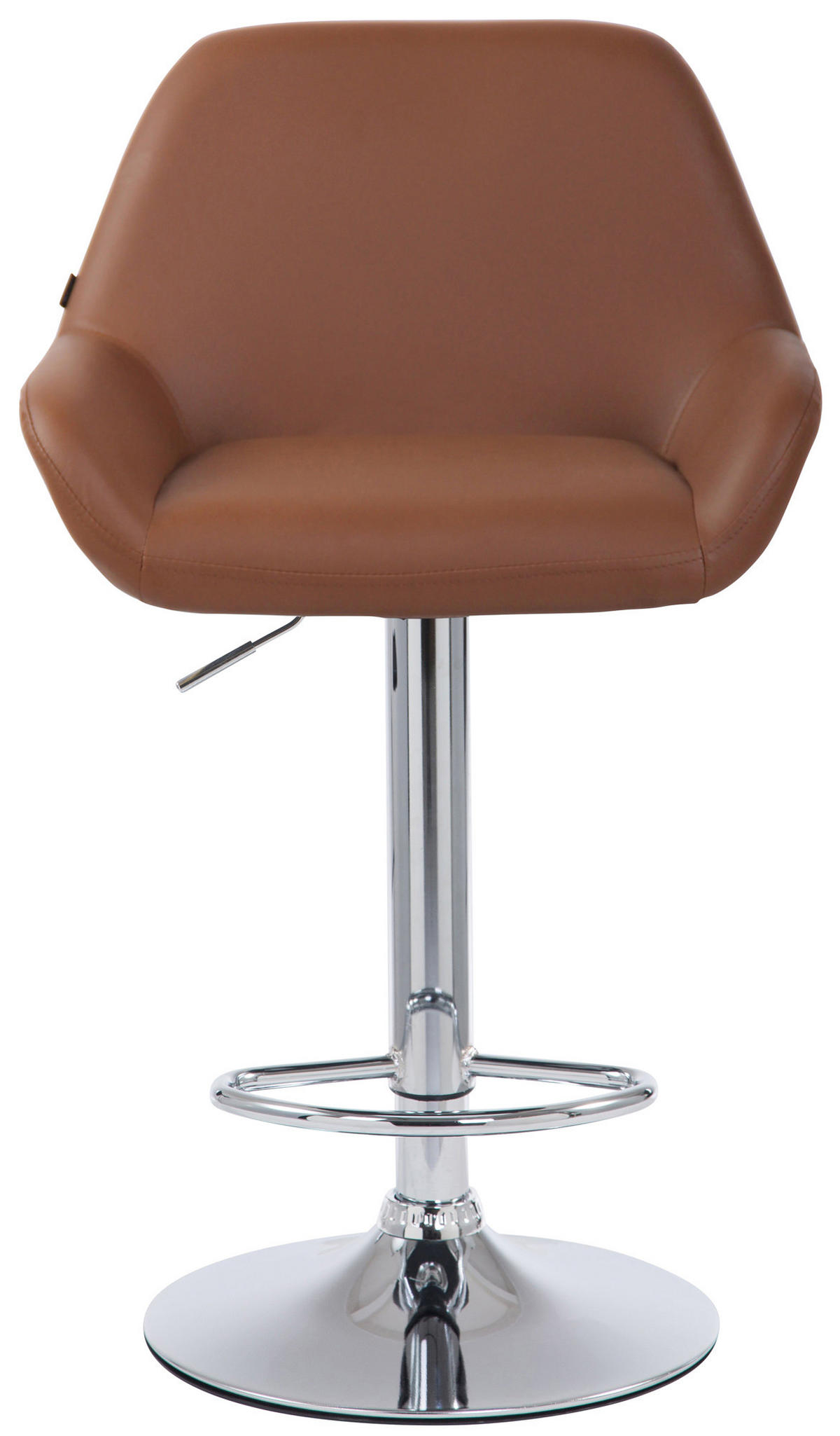 BARHOCKER 2er Set Lederlook hellbraun - Hellbraun/Chromfarben, Textil/Metall (51/89/52cm) - CLP