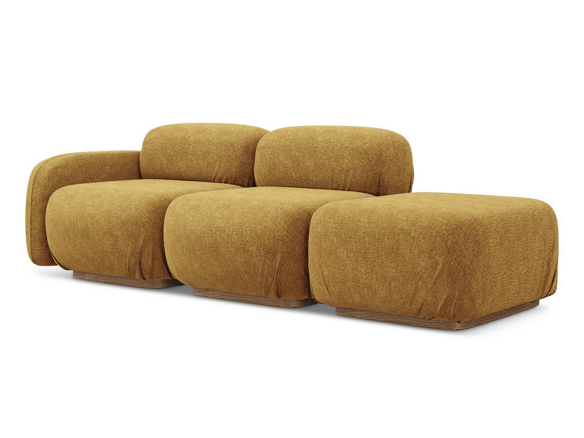 3-SITZER SOFA Rechts Chenille Stoff Gelb - Currygelb/Gelb, Holz/Textil (258/73/95cm) - Makamii
