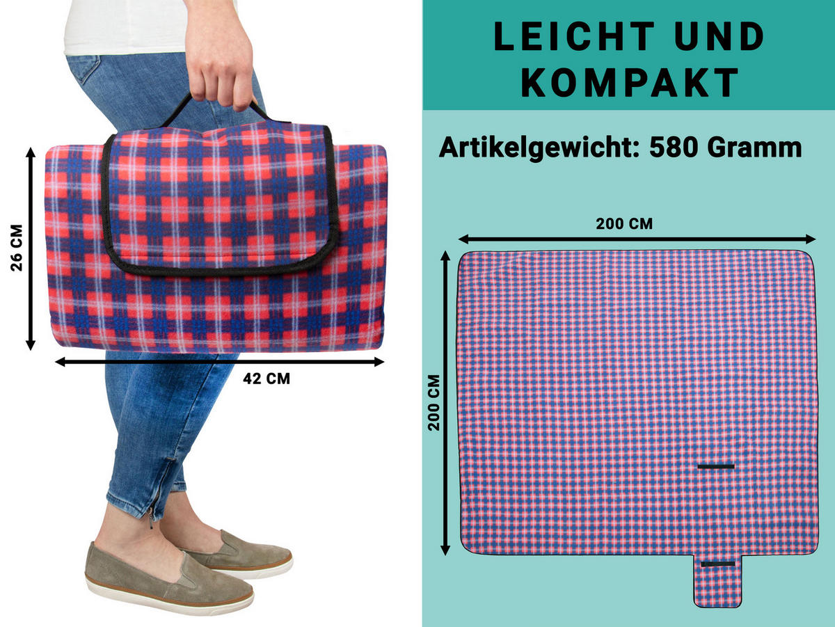 PICKNICKDECKE, 100% Polyester - Rot, Textil (200/200cm) - Zollner24