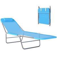 SONNENLIEGE Klappbare mit verstellbarer Rückenlehne und Kissen 182 x 56 x 24,5 cm - Blau, Metall (142.24/62.23/462.28cm) - Vallsero