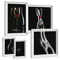 BILDER SET 5er Set - 50x50 cm & 20x30 cm & 40x60 cm Weißer Rahmen - Schwarze und weiße weibliche Formen - Weiß, Kunststoff (40/60cm) - TULUP