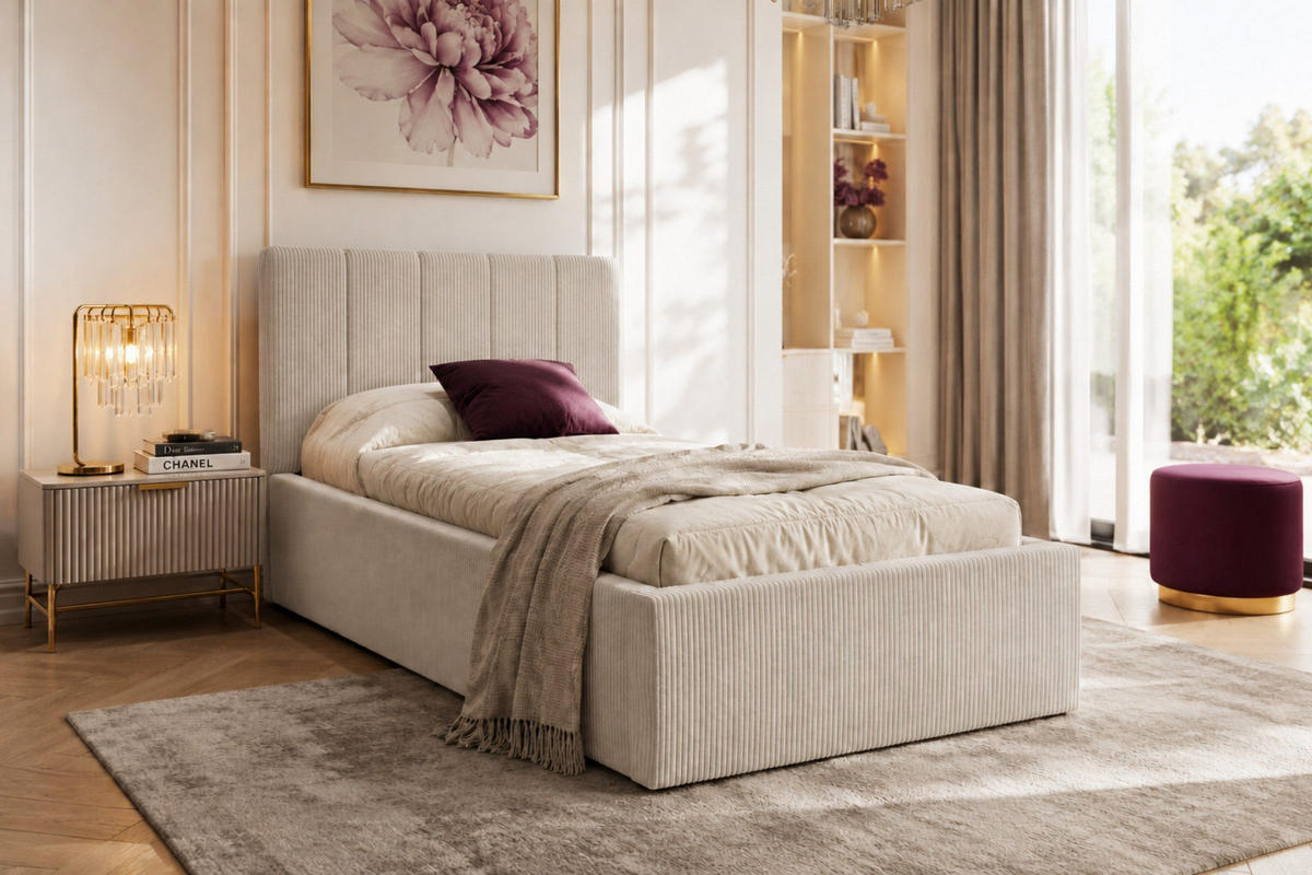 POLSTERBETT BELLA 140/200 cm in Cord Ecru - Ecru, Holz/Holzwerkstoff (140/200cm) - Deine Möbel 24