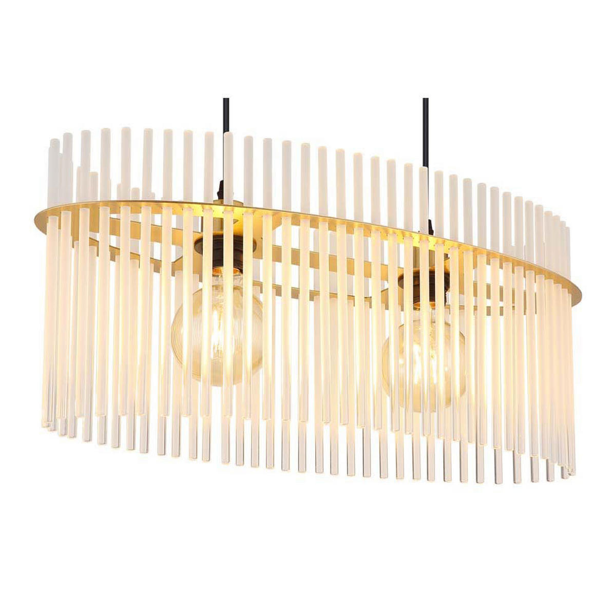 HÄNGELEUCHTE GORLEY Glasstäbe Opal Gold - Goldfarben, Glas (60/23/140cm) - Globo Lighting