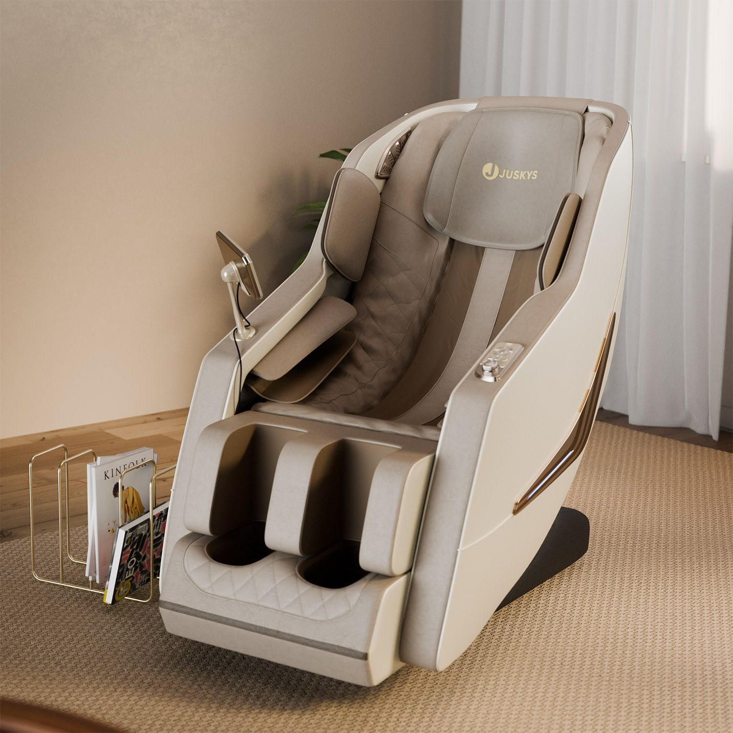 MASSAGESESSEL Paros Beige - Beige, Textil (74/113/170cm) - Juskys