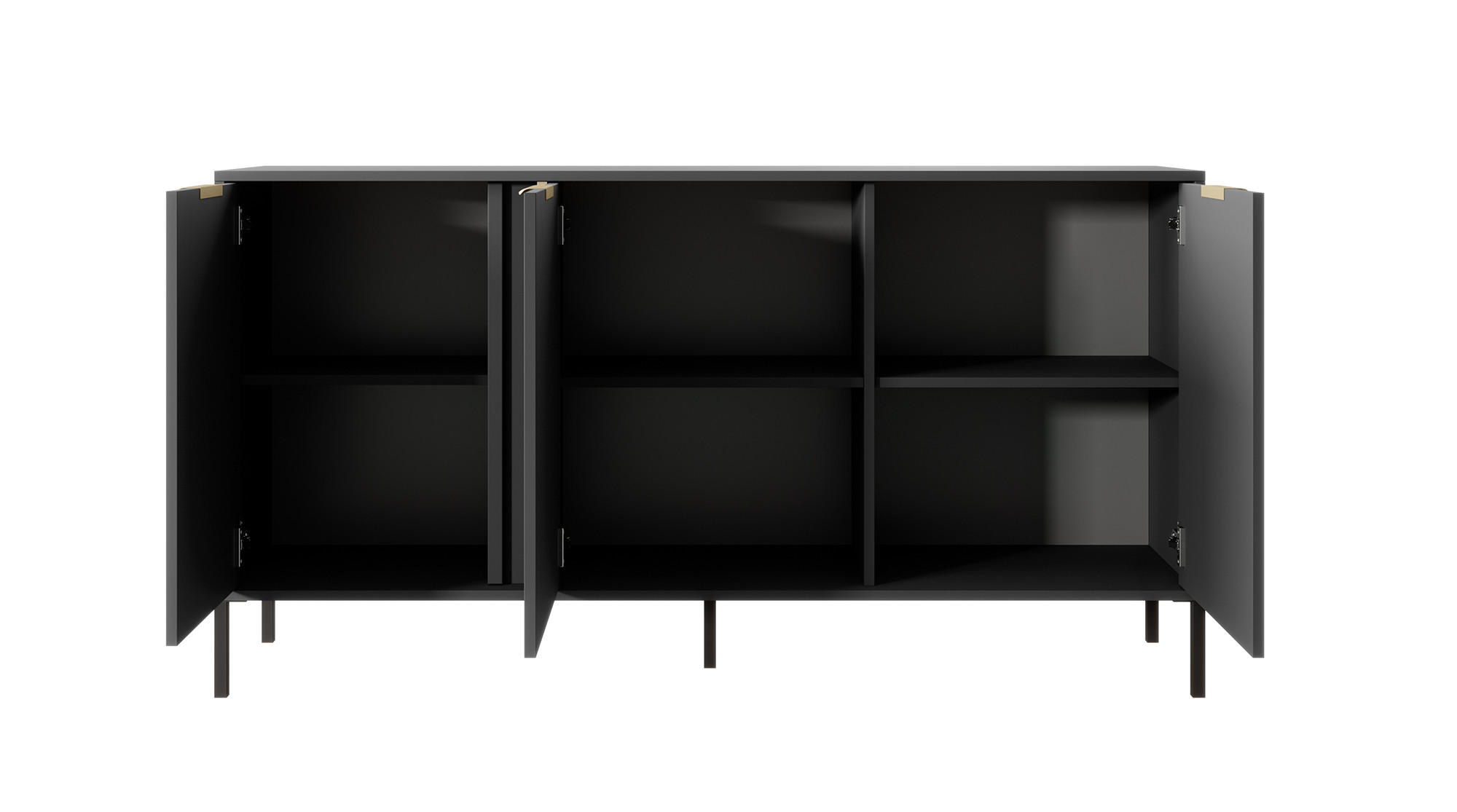 SIDEBOARD Lars anthrazit / gold 153,1 / 39,5 / 81,4 cm - Anthrazit, Holz/Holzwerkstoff (153.1/81.4/39.5cm) - Feldmann-Wohnen