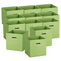 AUFBEWAHRUNGSBOXEN mit Griff, 12 Stück - Vlies, Grün - Grün, Textil (32/32cm) - Zeller Present