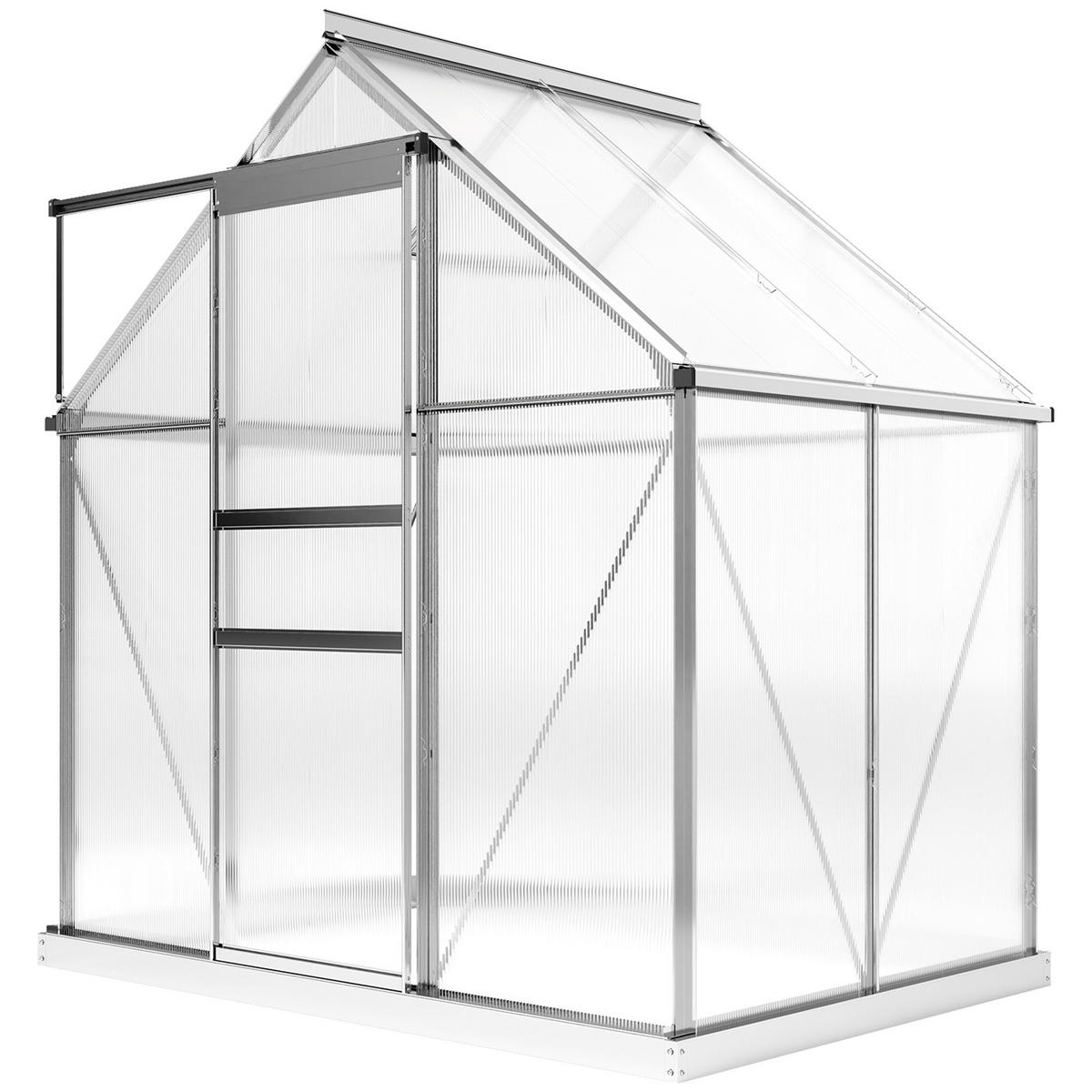 GEWÄCHSHAUSTÜR, Alu-Polycarbonat Scharniere, silber - Grau, Metall (131/200/192.5cm) - Vallsero