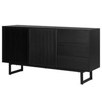 SIDEBOARD mit 3 Schubladen - Esche teilmassiv - Eschefarben/Schwarz, Holz (160/80/40cm) - home24