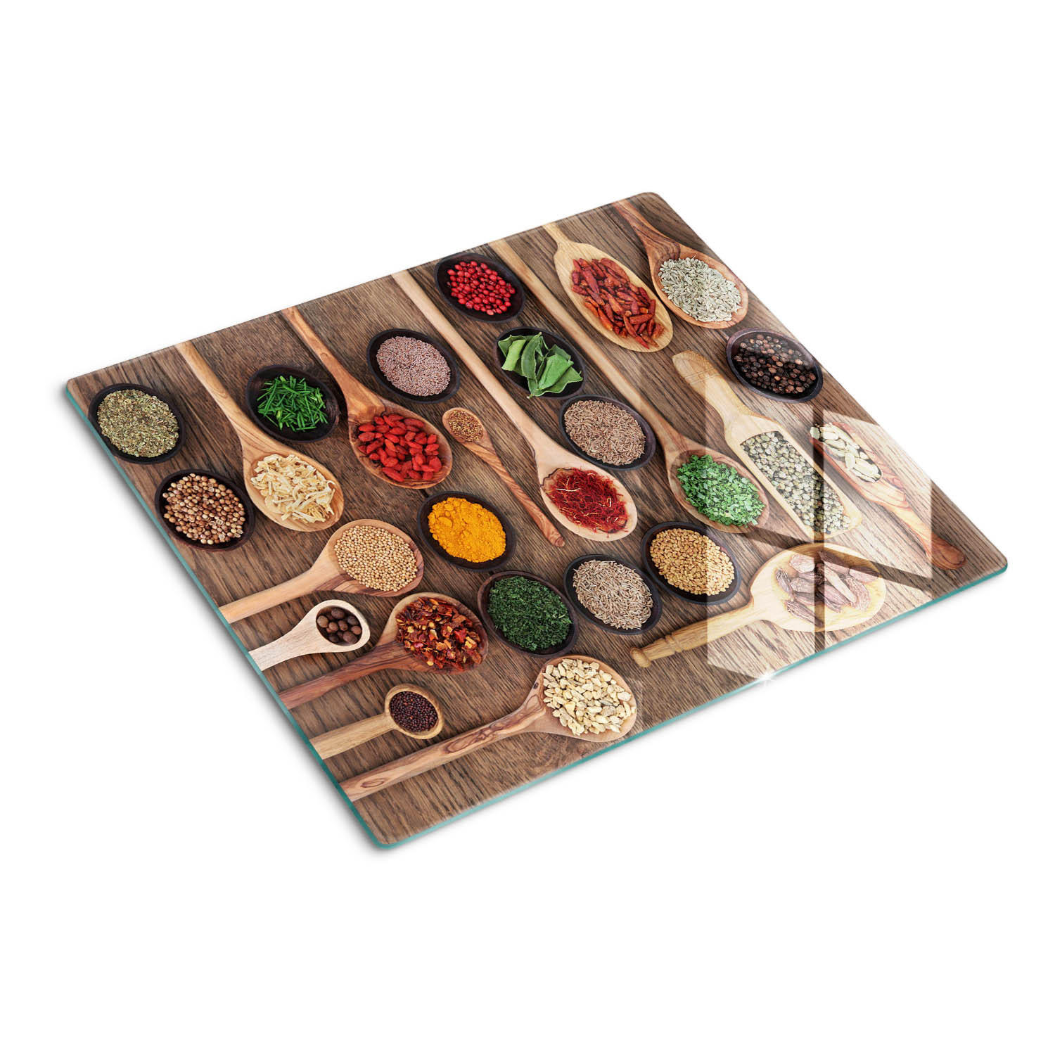 GLASPLATTE 60x52 cm Gewürze und Kräuter - Multicolor, Glas (60/0.4/52cm) - TULUP