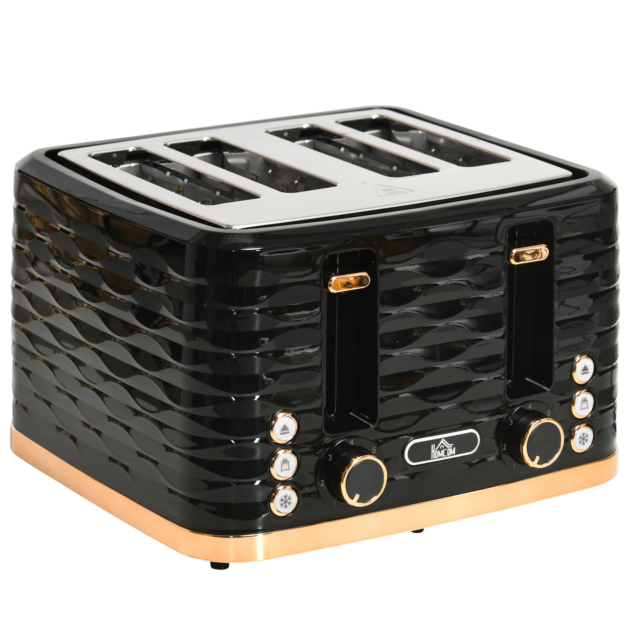 HOMCOM TOASTER s odkapávací miskou, ocel, černý