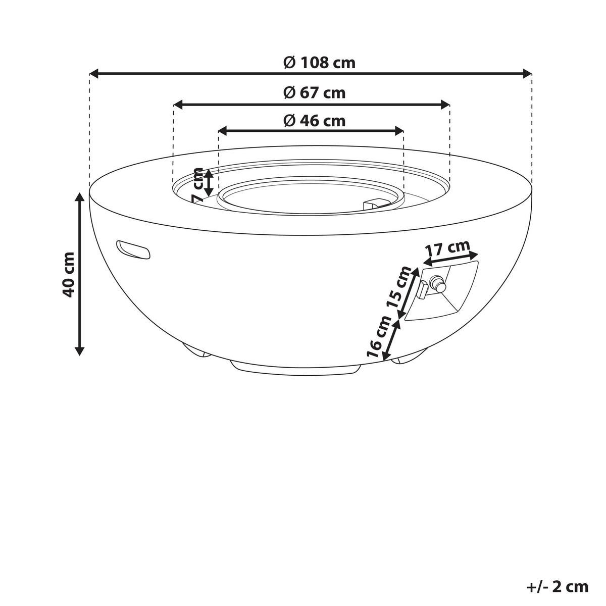 FEUERSTELLE Grau Surtsey - Grau, Stein (108/40/108cm) - Beliani