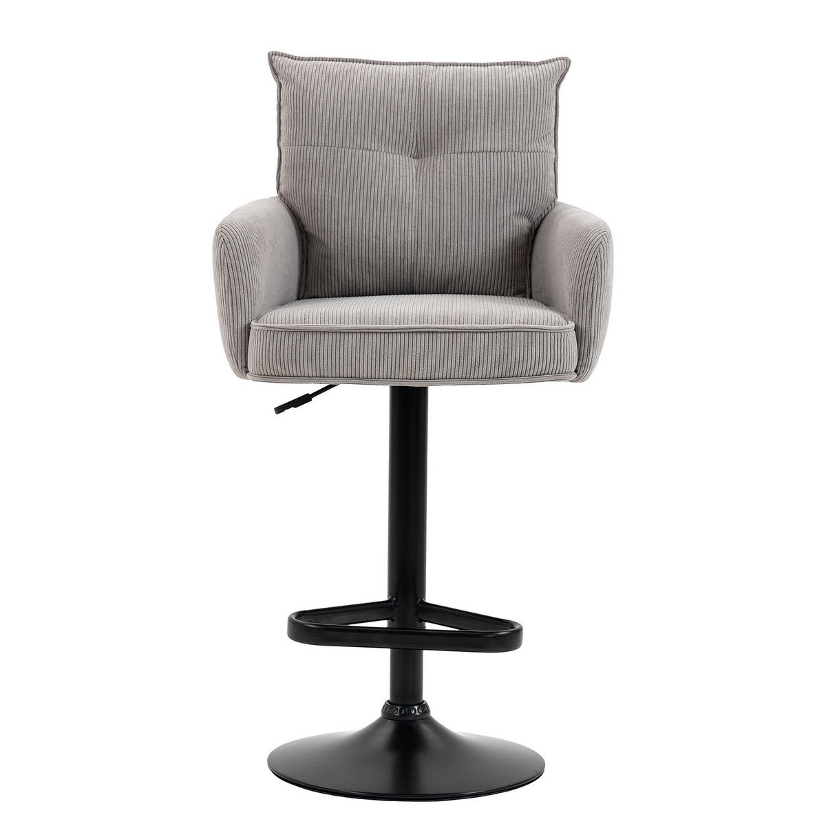 BARSTUHL - 2er-Set - Höhenverstellbar - Cord / Eisen - Hellgrau, Textil/Metall (54/98/58cm) - home24