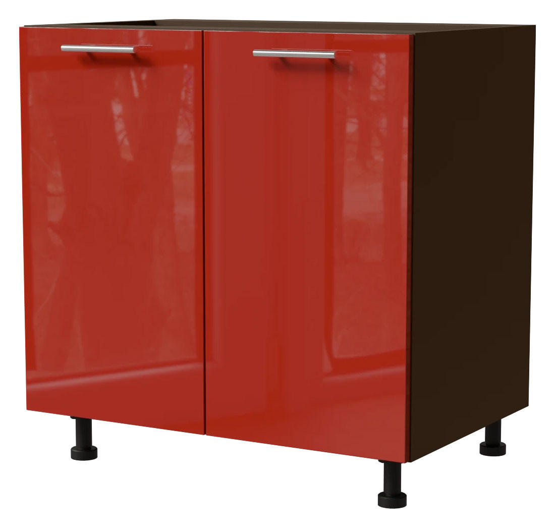 Feldmann-Wohnen Unterschrank Rot, Dunkelgrau 80x82x50 cm