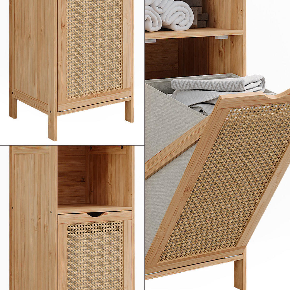 BADSCHRANK Liora Bambus 36 x 98 cm - Grün, Holzwerkstoff (36/98/33cm) - Vicco
