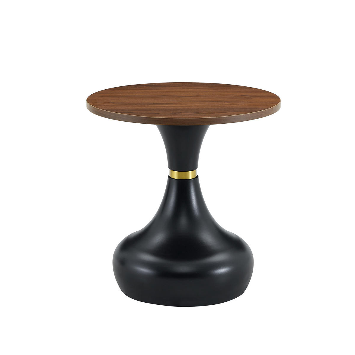 COUCHTISCH 2-tlg Rund Ø70cm/Ø50cm Sanduhrform Walnuss-Holzoptik Metallgestell - Schwarz, Metall (50/52/37cm) - Raelunyi