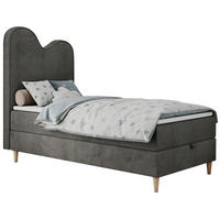 BOXBETT FLOW 90/180 Dunkelgrau Velvet hydrophob - H3 - Dunkelgrau, Holz/Textil (90/180cm) - MKS
