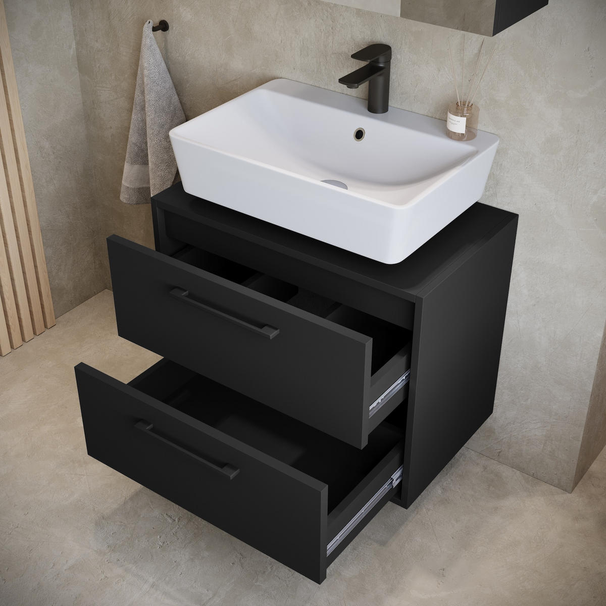 BADMÖBEL-SET Florence 2 Teile Weiß Hochglanz - 60 x 35 x 51 cm - Weiß, Holz (60/51/35cm) - Badplaats