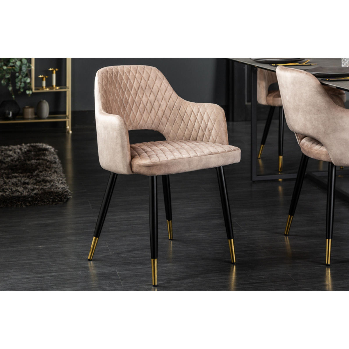 STUHL PARIS Samt Greige - Beige, Textil (56/81/57cm) - riess-ambiente