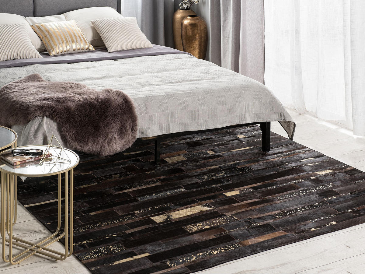 KURZFLOR-TEPPICH Artvin 200/200 cm - Braun, Fell (200/200cm) - Beliani