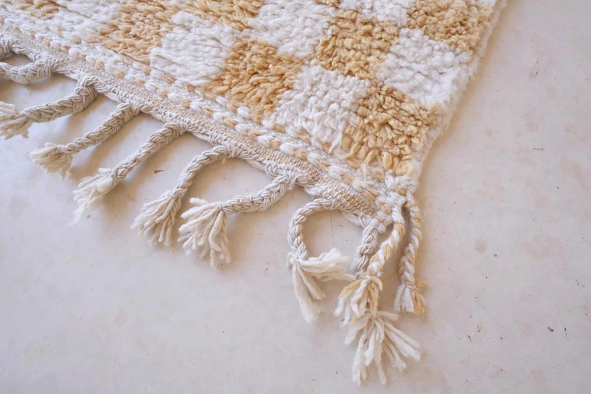 BERBERTEPPICH mit Karomuster aus Wolle beige - Beige, Naturmaterialien (164/251cm) - AFK Living