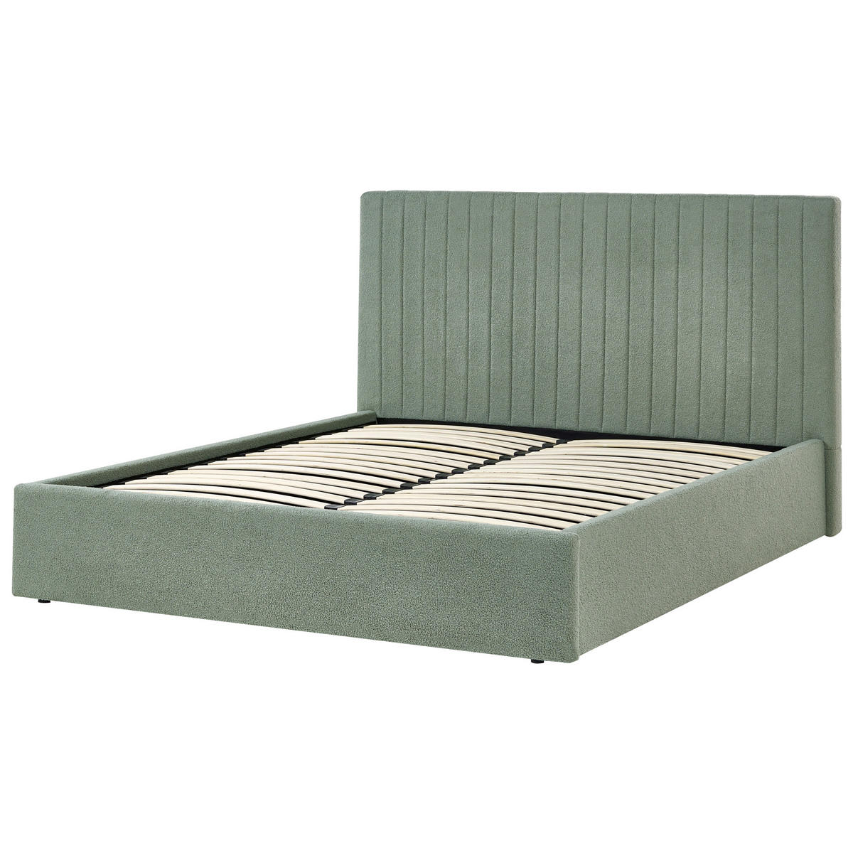 POSTELJA s prostorom za shranjevanje 160/200 bouclé zelena Vion - zelena, tekstil (160/200cm) - Beliani