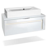 WASCHBECKENUNTERSCHRANK Aloha Absetzungen in Creme Hochglanz - Creme, Holzwerkstoff (96/36/51cm) - Vladon