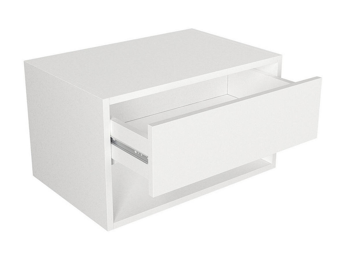 2ER-SET Nachttische hängend - 1 Schublade & 1 Ablage - Weiß - RITAMI - Weiß, Holz (60/35/40cm) - Vente-Unique