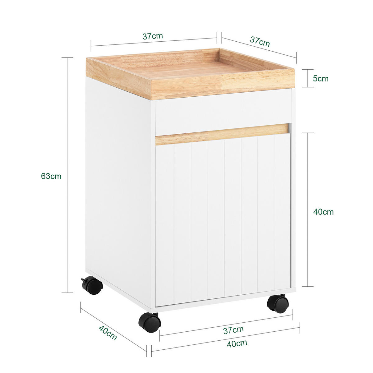 ROLLCONTAINER Weiß - Weiß, Holzwerkstoff (40/63/40cm) - SoBuy