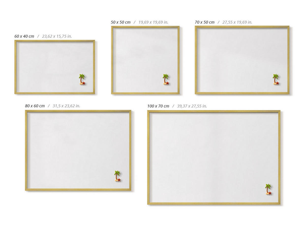 MAGNETTAFEL 70x50 cm Goldener Rahmen Farbe Weiß - Weiß, Metall (70/50/0.4cm) - TULUP