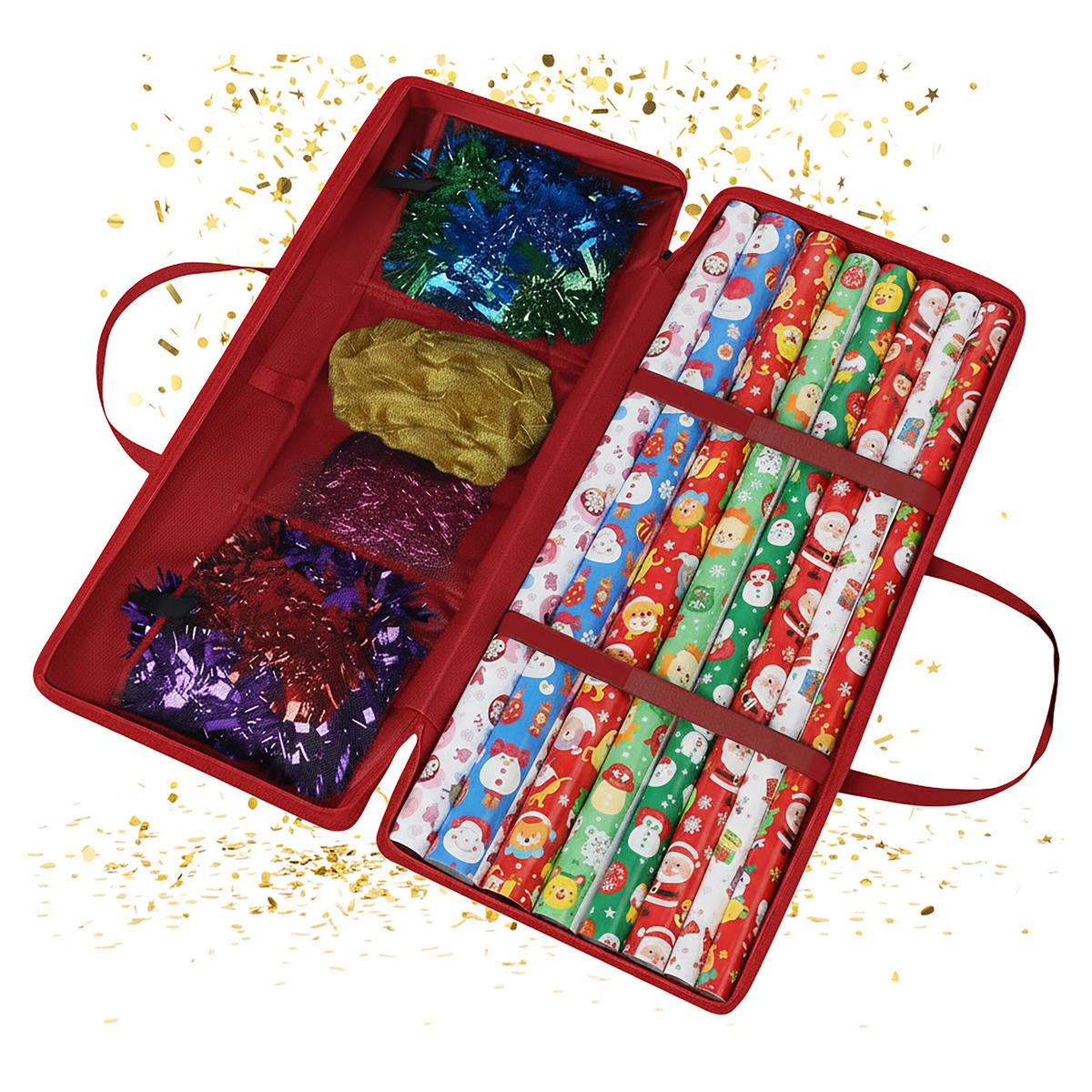 GESCHENKPAPIER-AUFBEWAHRUNG - Rot, Kunststoff/Textil (82/34/13cm) - Relaxdays