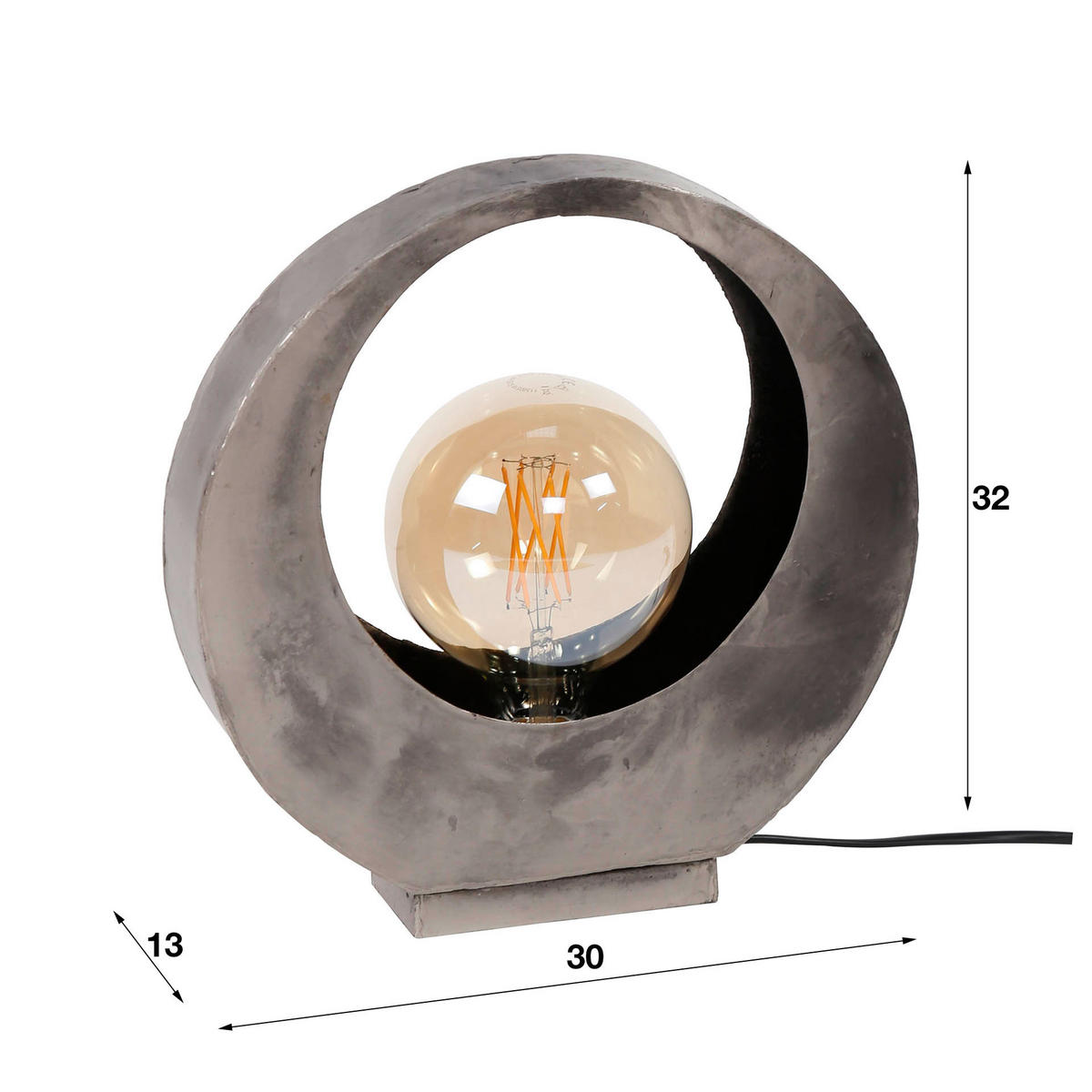 TISCHLEUCHTE Moon Grau 30/13/32 cm - Grau, Metall (30/13/32cm) - Hoyz Collection