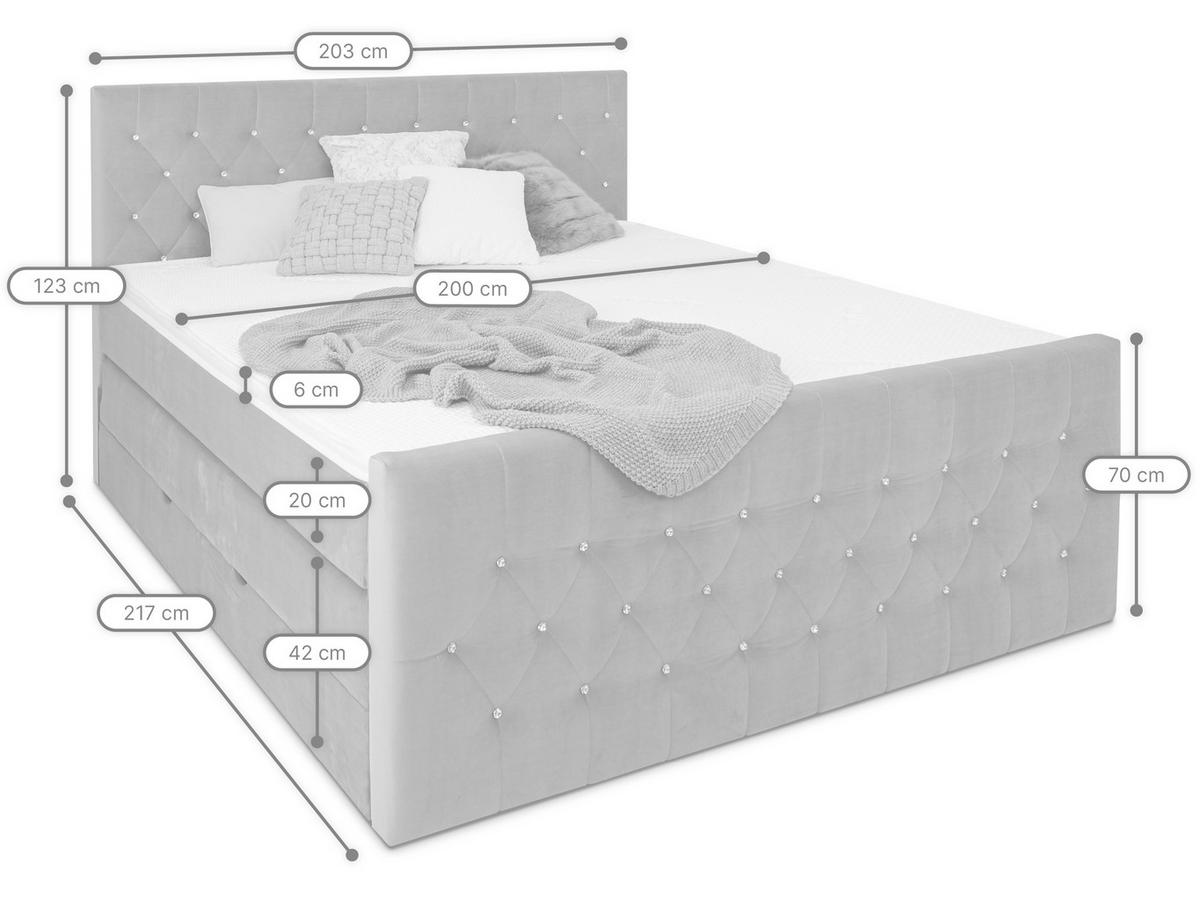 BOXSPRINGBETT Sira Grau 200/200 cm H2/H3 Samt - Grau, Textil (200/200cm) - wonello