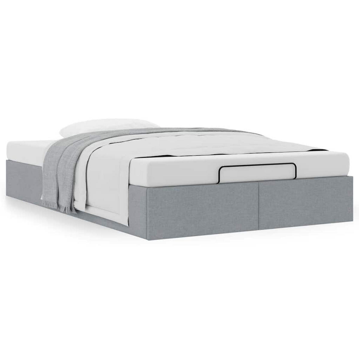 OTTOMAN-BETT Ohne Matratze Hellgrau 120/200 Cm Stoff - Grau, Textil (120/200cm) - vidaXL
