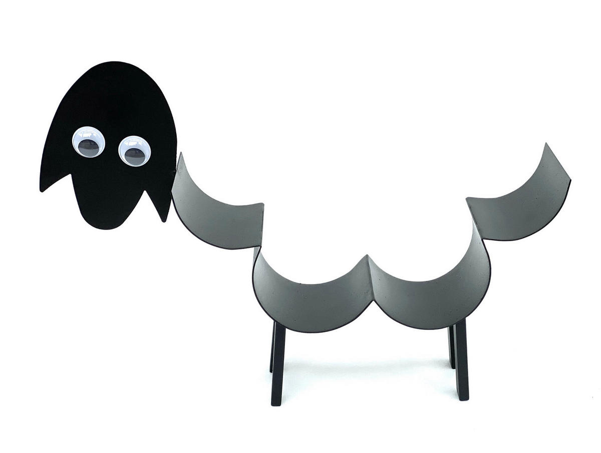 HANDTUCHHALTER Schwarz Metall Schaf mit Wackelaugen - Schwarz, Metall (50/32/10cm) - DanDiBo